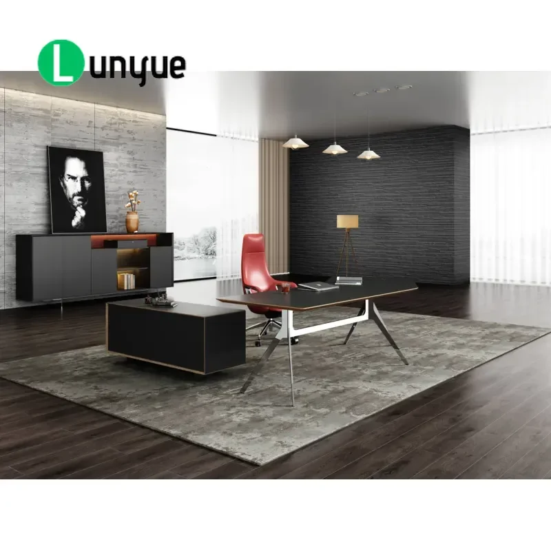 Modern Luxury Executive Desk Stainless Steel Eco-friendly Durable Customizable Size Logo Business Office Manager Table