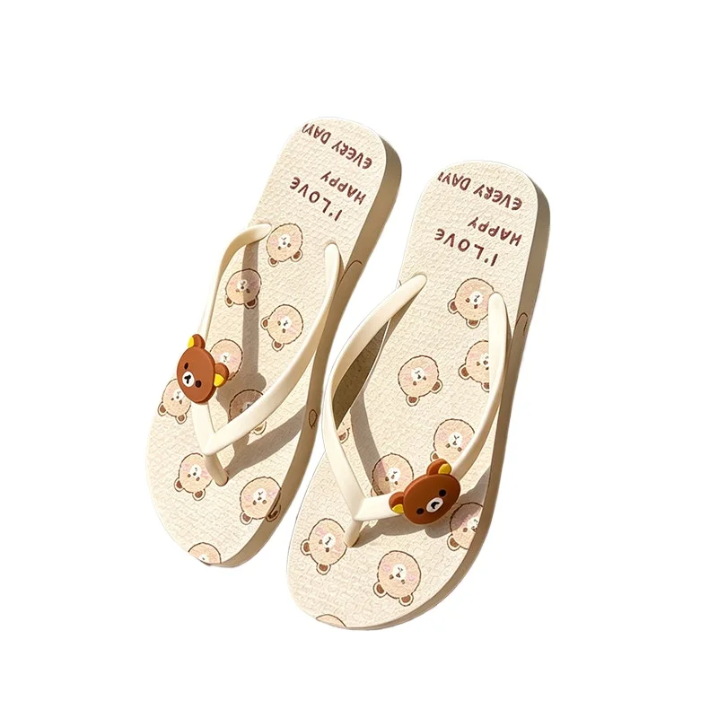Little Bear Cartoon Soft Bottom People's Floor Dragging Women's Outdoor Wear Anti slip Vacation Beach Shoes Y2K Fashion Slippers