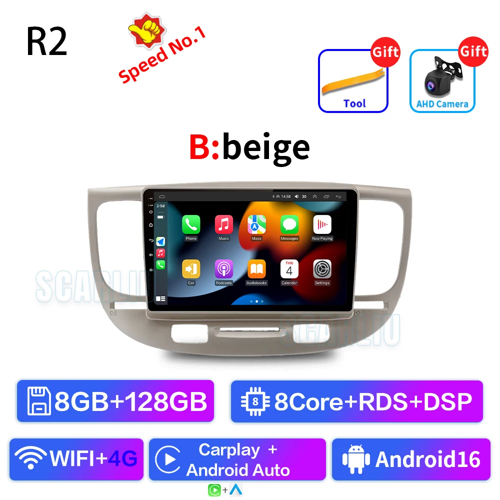 Autoradio Voor Kia RiO 2 RIO2 2005-2011 Draadloze CarPlay Android Auto Multimedia Speler Touchscreen GPS navigatie Geen 2din DVD
