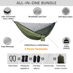 Naturehike-2 Pessoa Camping Hammock com Mosquiteiro, Equipamento Ultraleve, Balanço para Adultos, Mobiliário de Jardim ao Ar Livre, Pendurado