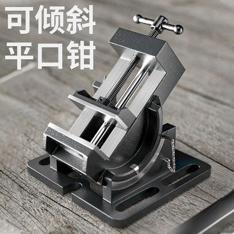 Tilting Angle Bench Vise with Guide Rod, Adjustable Inclinable Drill Press Vice, 3/4 Inch Bench Drill Machining Clamp