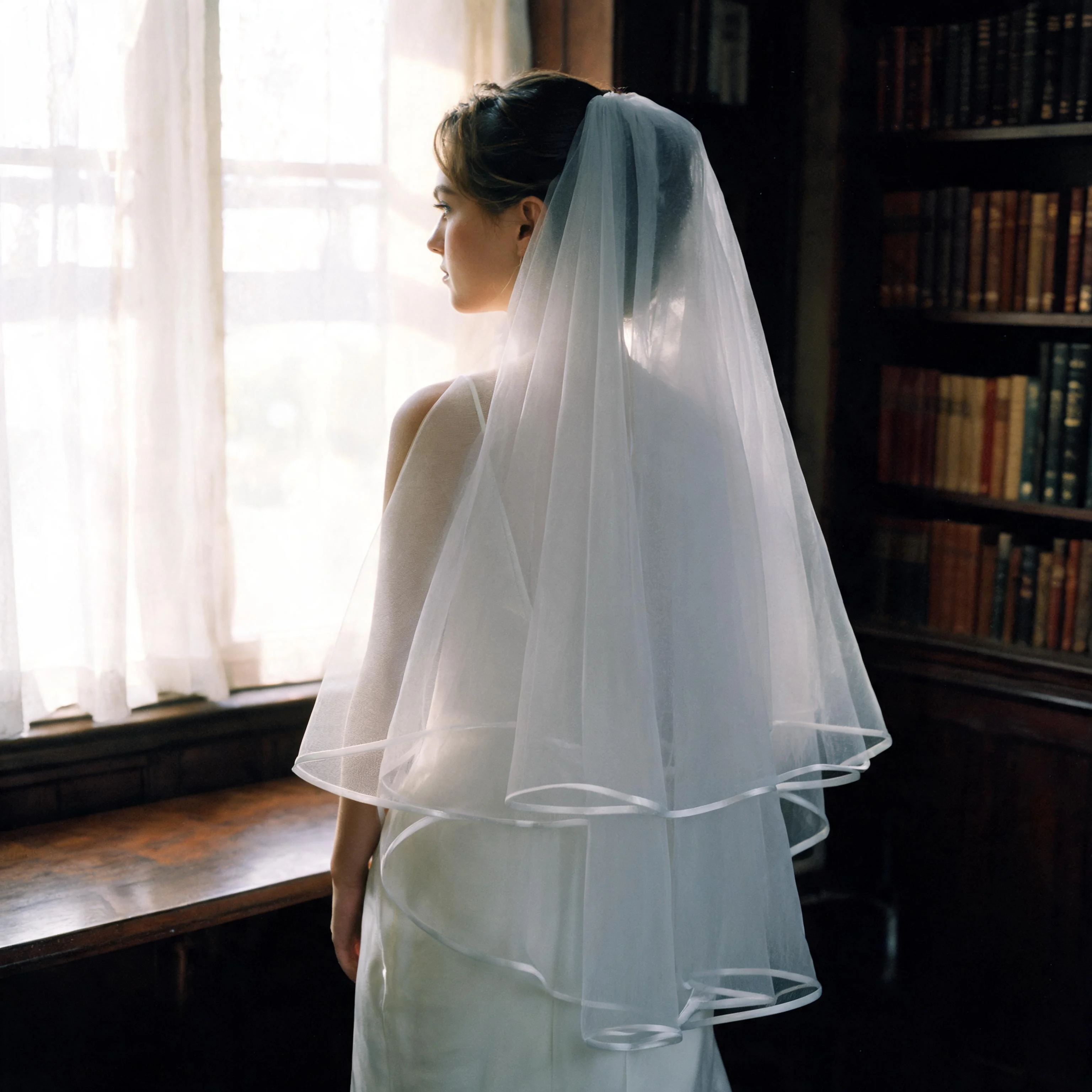 Gorgeous Two-Layer Tulle Veil for Brides Adorned with Subtle Pearls Creating Elegant Romantic Bridal Appearance Wedding G97