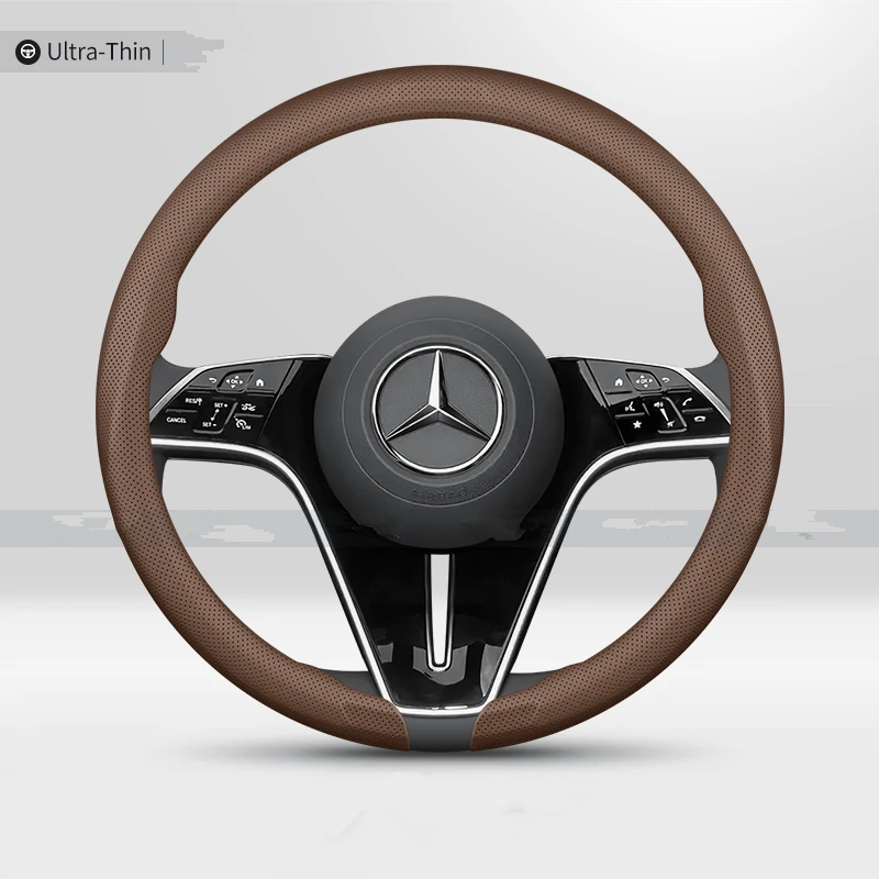 New ultra-thin Snap on Leather Steering Wheel Cover for Mercedes-Benz,ABCES-Class,GLC,GLE,GLS,Etc.Car Carbon fiberAuto Accessory