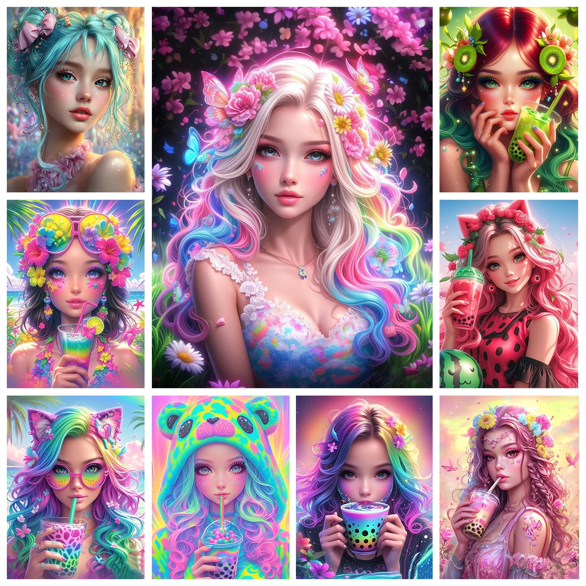 

Fashion Girl 5D Diamond Painting Drink Girl DIY Diamond Embroidery Mosaic Room Decor Handicraft For Beginner