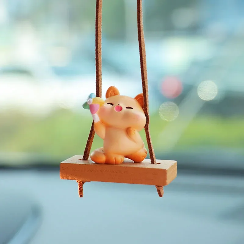 Car Decor Cute Creative Bear Pendant Car Rearview Mirror Pendant Ornament Car Accessoreis Interior Adorns Creative Decoration