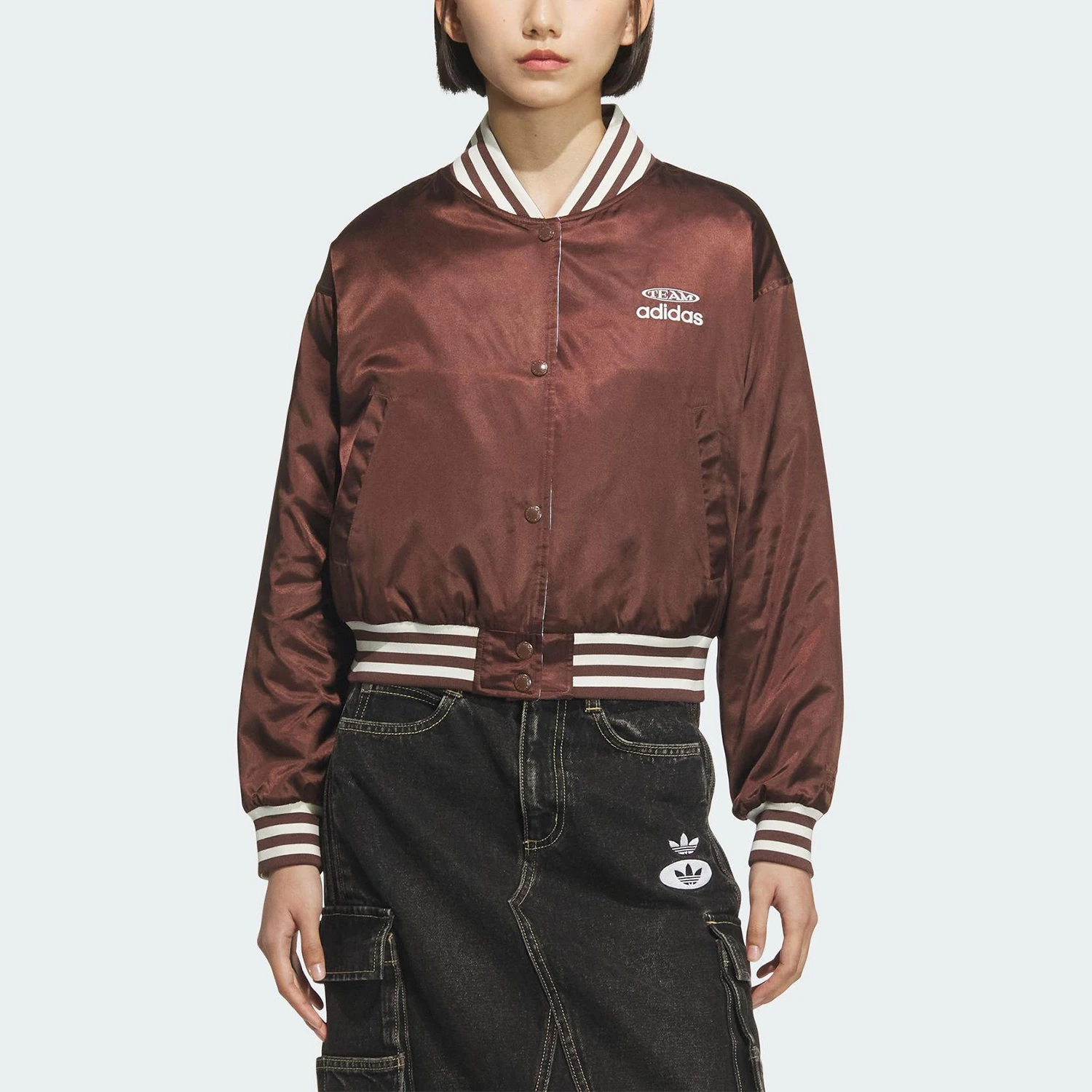 Adidas genuine clover women's standing collar double-sided warm cotton jacket KC5815