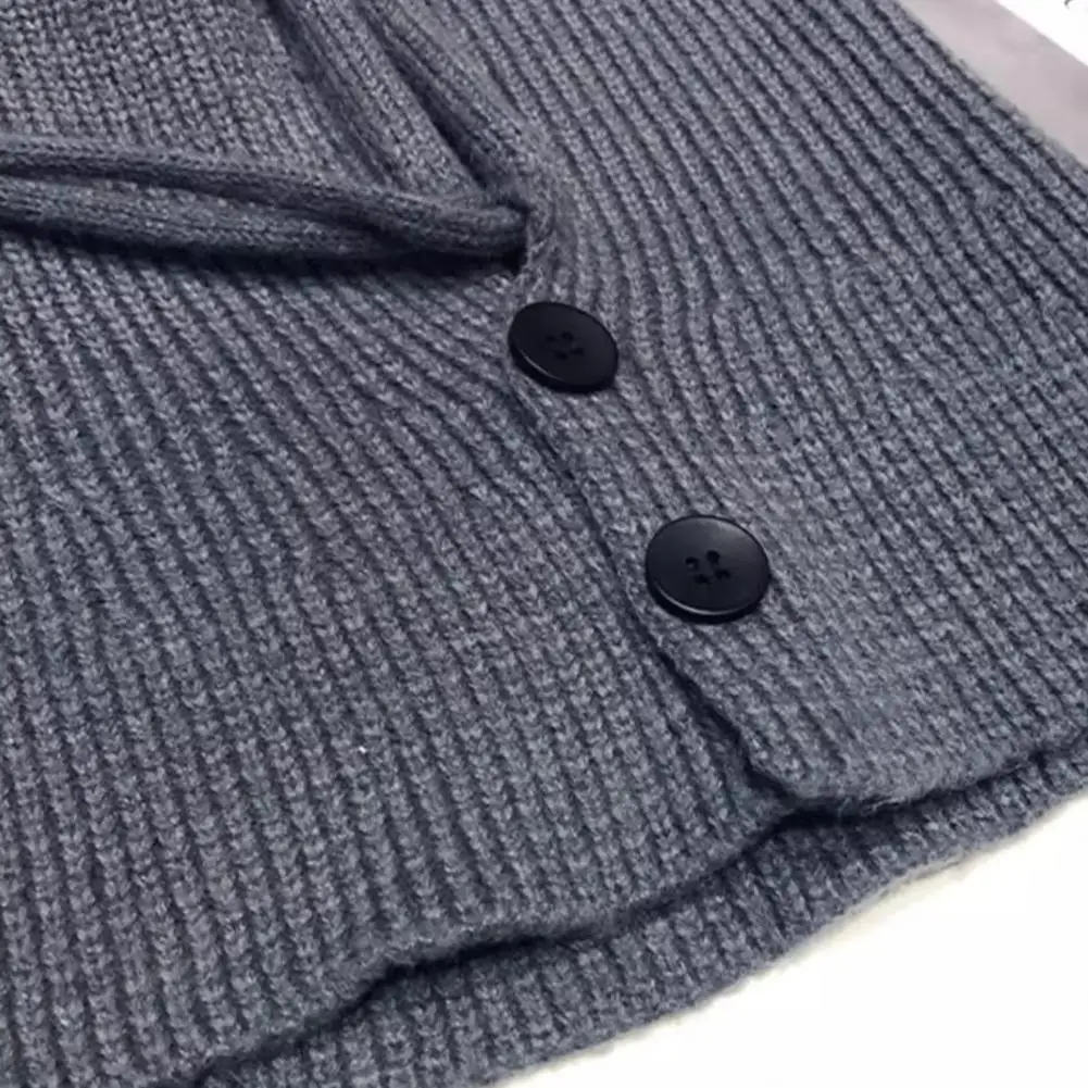 Warm Knitted Scarf Hat Adjustable Hooded Scarf Hat with Drawstring Closure Knitted Winter Pullover Hat Loose Fit Neck for Men