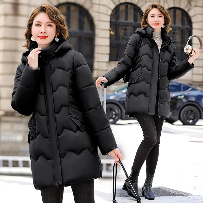 Women Jacket Windproof Rainproof Thick Warm Long Puffer Coat White Female Basic Snow Overcoat Winter Parkas Hooded Down Cotton