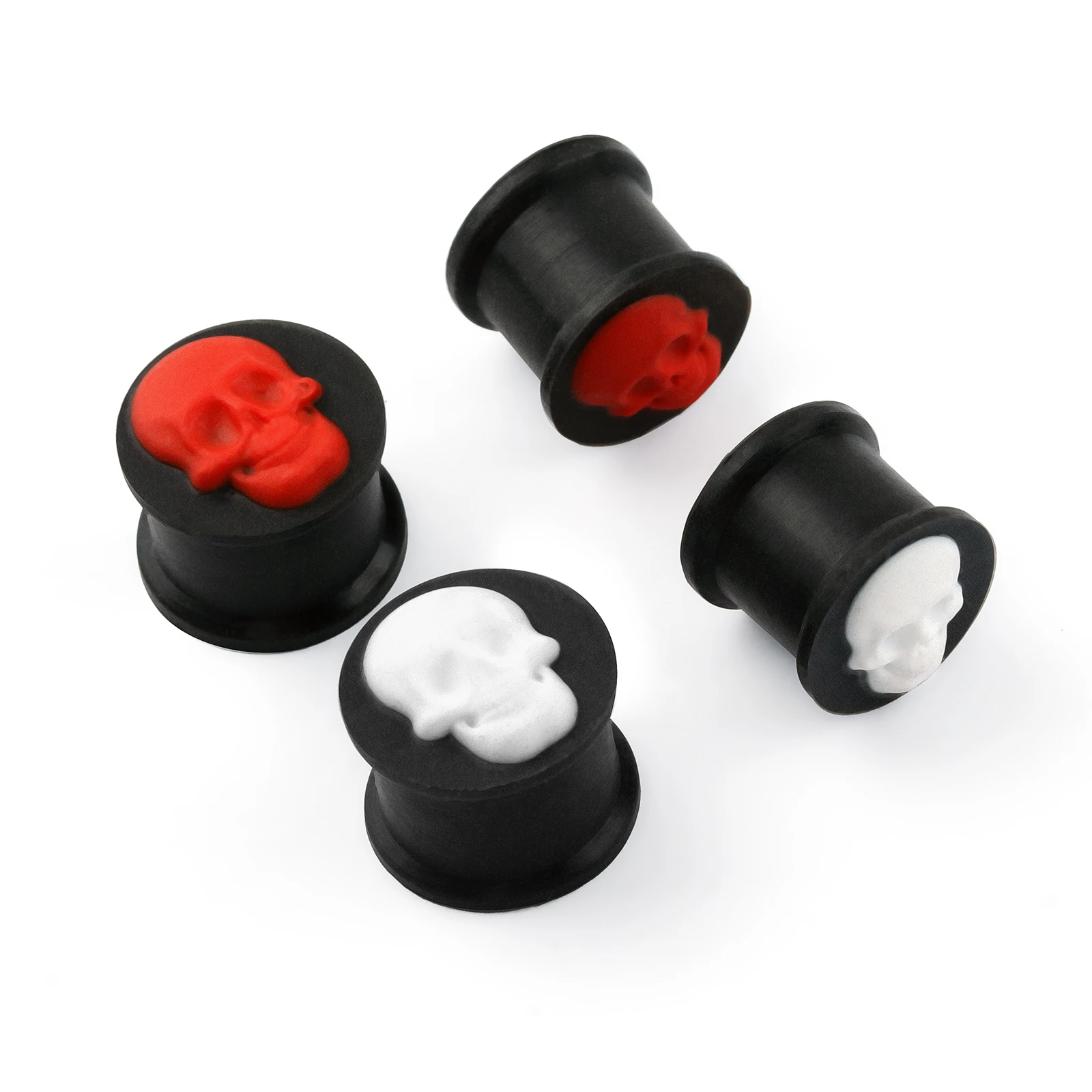 Yeni akrilik katı kulak genişleticiler katı desen kafatası silikon kulak büyütücü Piercing takı kadın ve erkek için