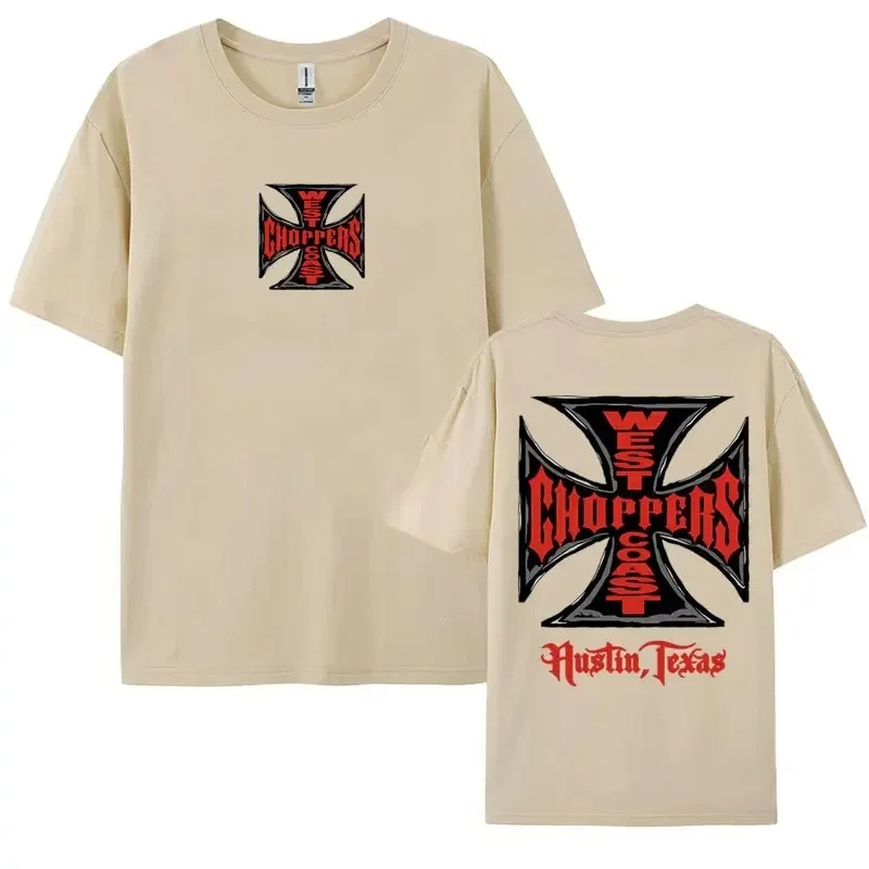 West Coast Choppers Iron Cross Graphic Tshirts for Hip Hop Harajuku Streetwear T-shirt Male Casual Cotton Oversized T Shirt