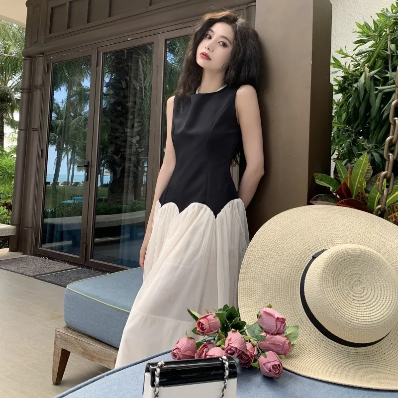 #888373B13 # French Fashion Women's Dress New Light Luxury Luxury High Sense Dress Large Swing Skirt