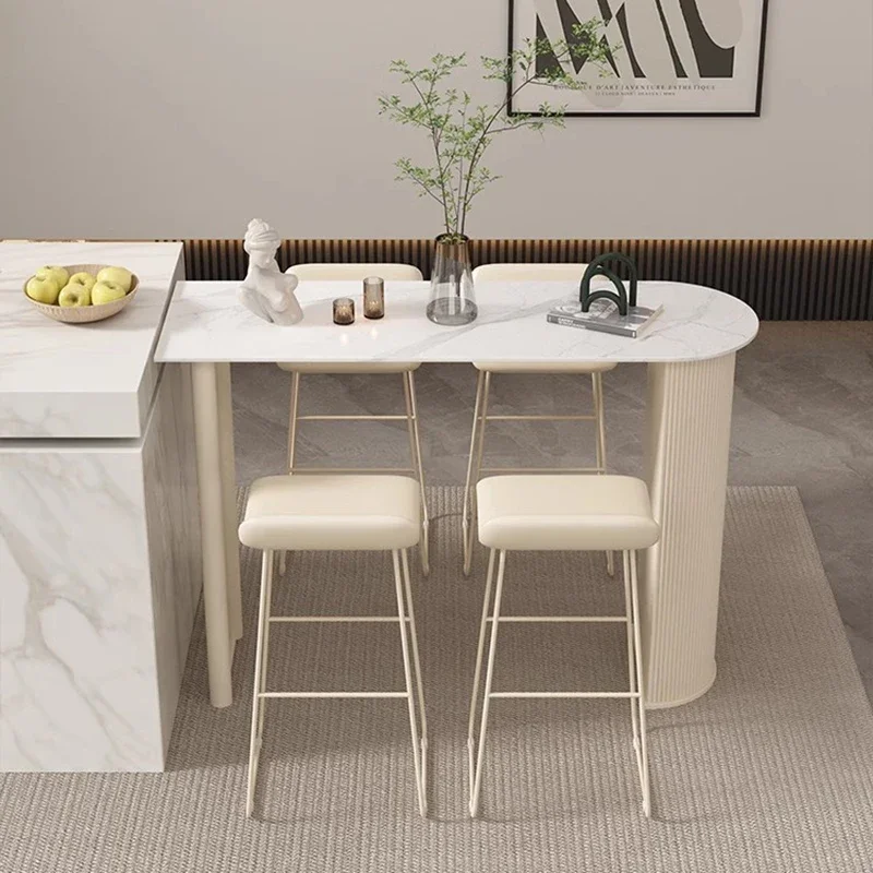 Narrow Minimalist Marble Bar Table Standing White Square Bar Dining Table Design Partion Muebles De CocinaLiving Room Furniture