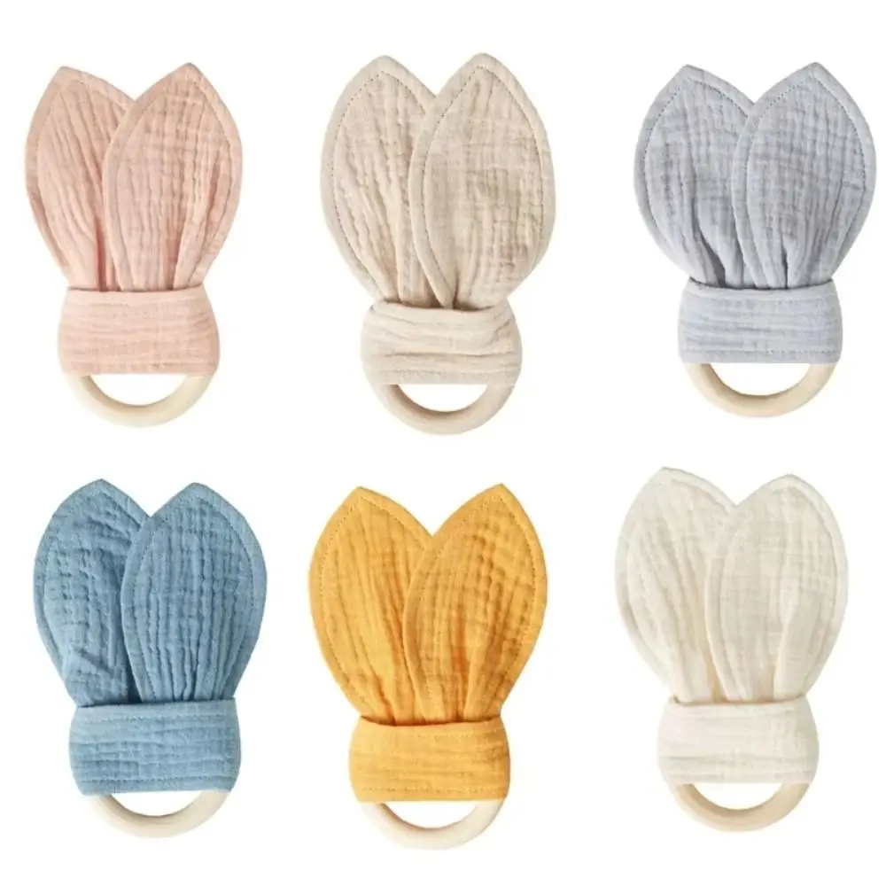 لينة الطفل خشبية اليد فهم لعبة آذان أرنب الطبيعية خشبية الوليد التسنين الدائري الحسية لعبة سوار حشرجة الموت مضغ استرضاء لعبة #5