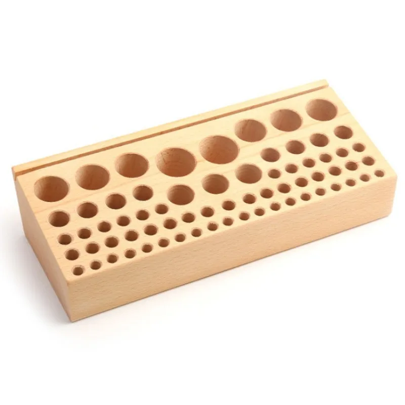 Beech Handwork Tools Holder Box 98 Holes Organizer Wooden Rack For Leather Craft Punches Stand Carving Tools Drill Bits Storage
