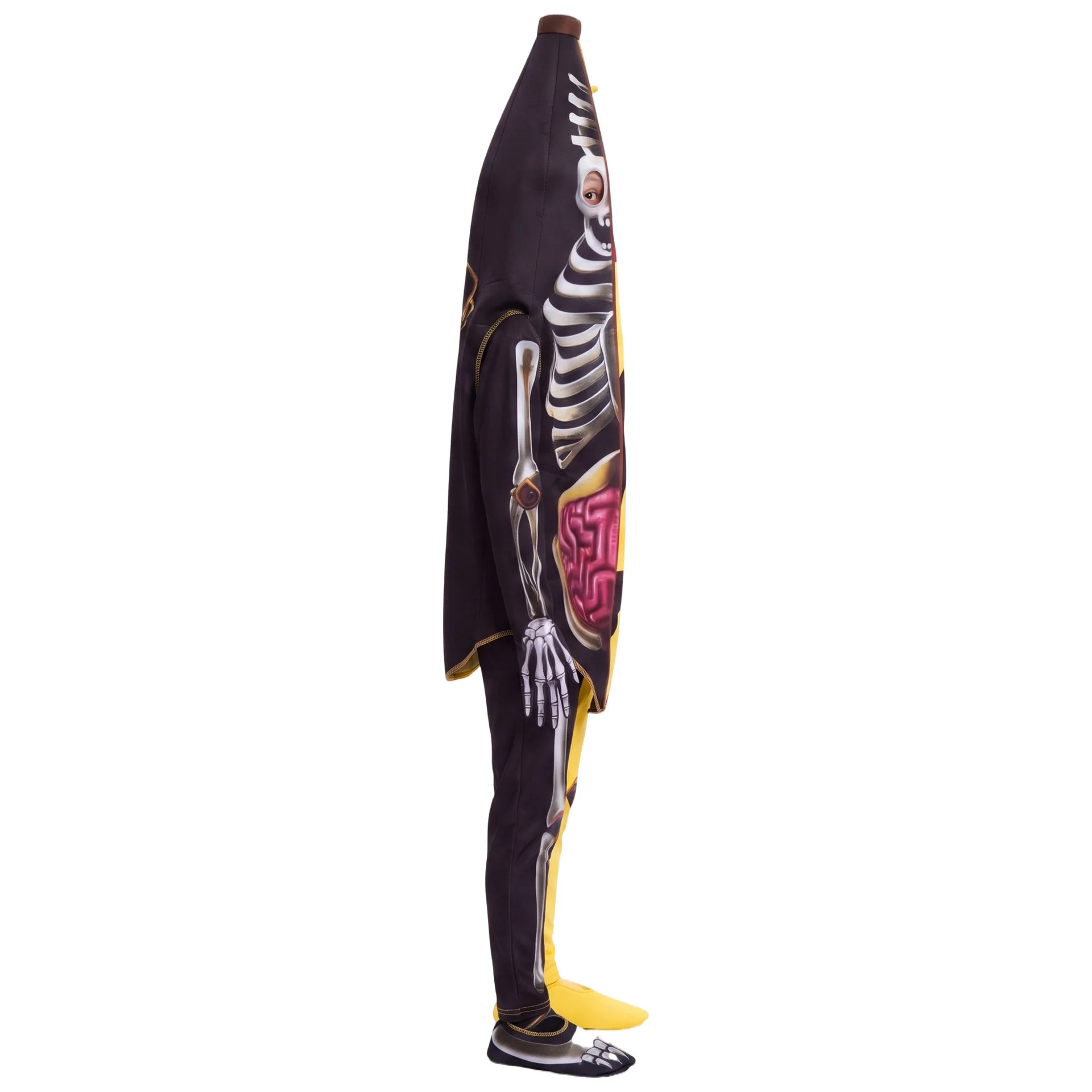Halloween Halb-Bananen-Halb-Skelett-Jumpsuit-Kostüm Ganzkörperkleidung Karneval Horror-Frucht-Themenparty Cosplay-Outfits 2026 – Detail 9