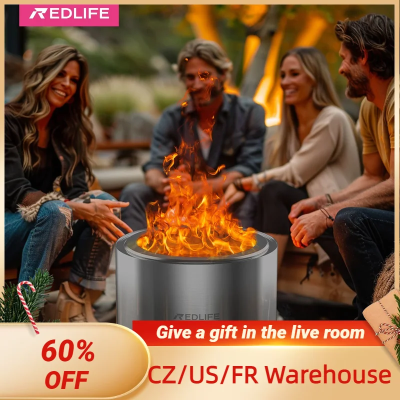 19.5'' Smokeless Fire Pit, Outdoor Stainless Steel Firepit with Carry Bag, Wood Burning Portable Fireplaces for Camping Bonfire