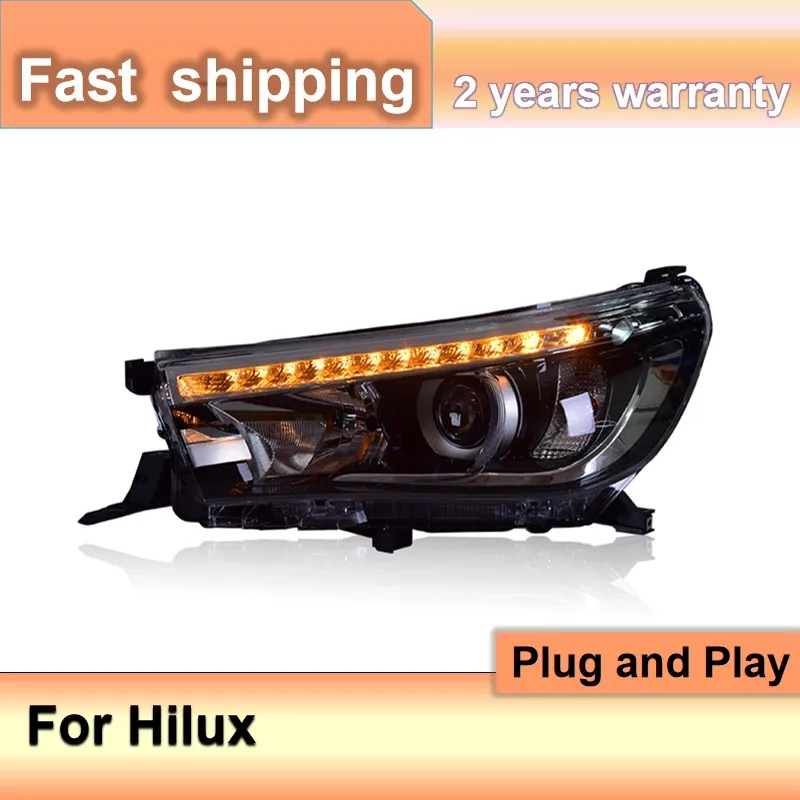 Car Accessories for Toyota Hilux Head Lights 2015 New Hilux Revo Vigo Headlight DRL Bi Xenon Lens High Low Beam Parking