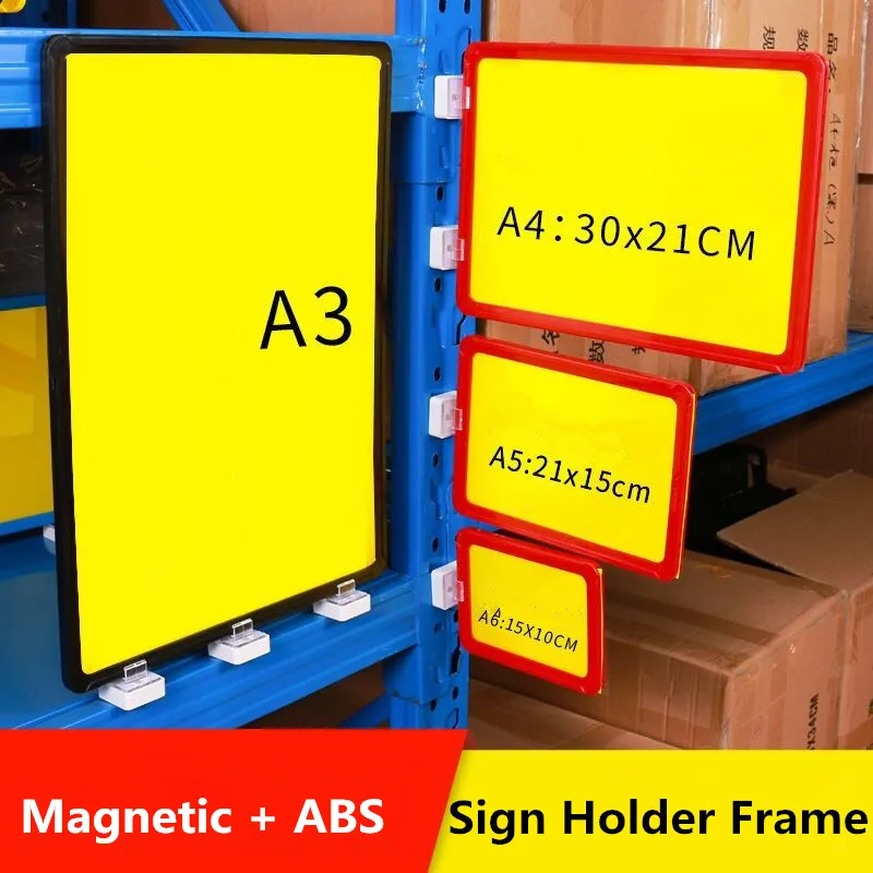 5 Pieces A4 210x297mm Supermarket Warehouse Shelf Picture Poster Price Label Frame Magnetic Sign Holder Display Stand Board