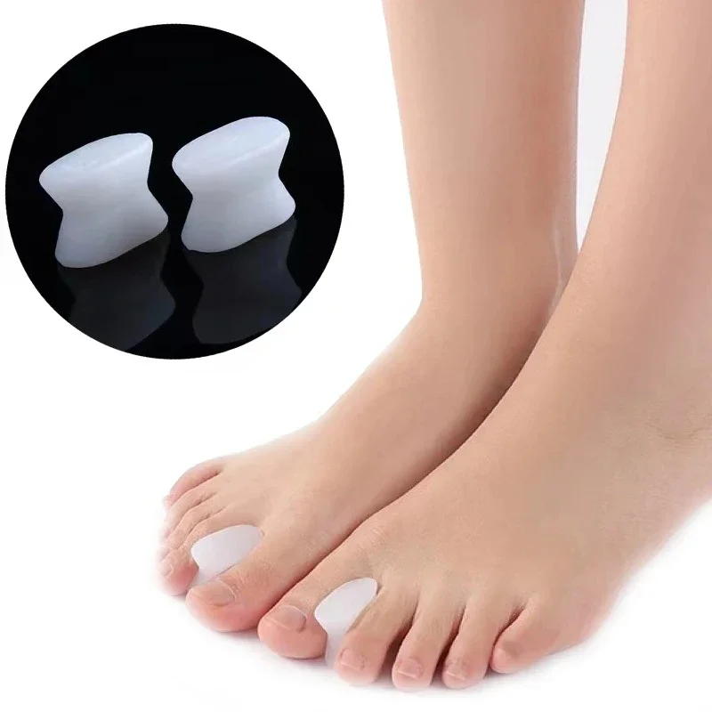 2pieces=1pair Foot Care Tools Spacer Silicone Gel Toe Separators Straightener Hallux Valgus Corrector Protector Orthopedic