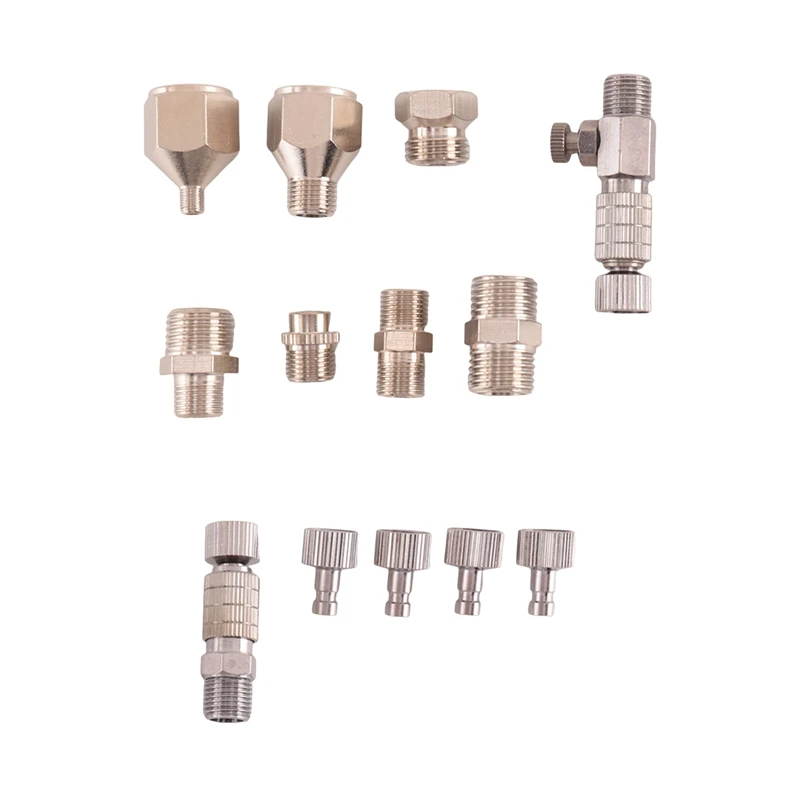 16Pcs Airbrush Adapter Set Airbrush Quick Release Coupling Disconnect Adapter Kit Fitting Connector Set Female Connector