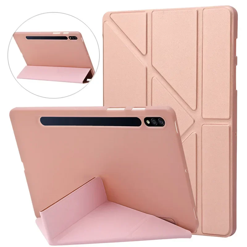 Funda For Samsung Galaxy Tab S9 FE FE+ S7 FE S7 Plus S9 Plus 12.4 Tablet Case Folding Silicone Cover For Galaxy Tab S8 Plus Case