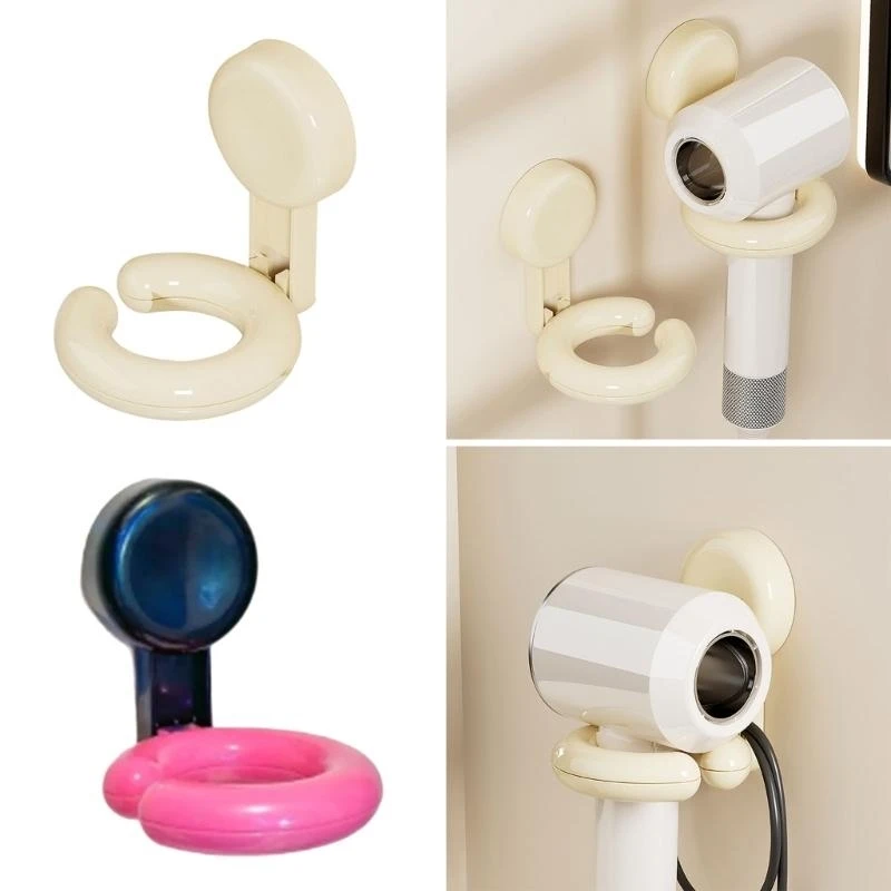 

Practical Wall Mounting Suction Cup Hair Dryer Stand Rental Friendly Bathroom Accessory Home Organization Supplies .Y5GA