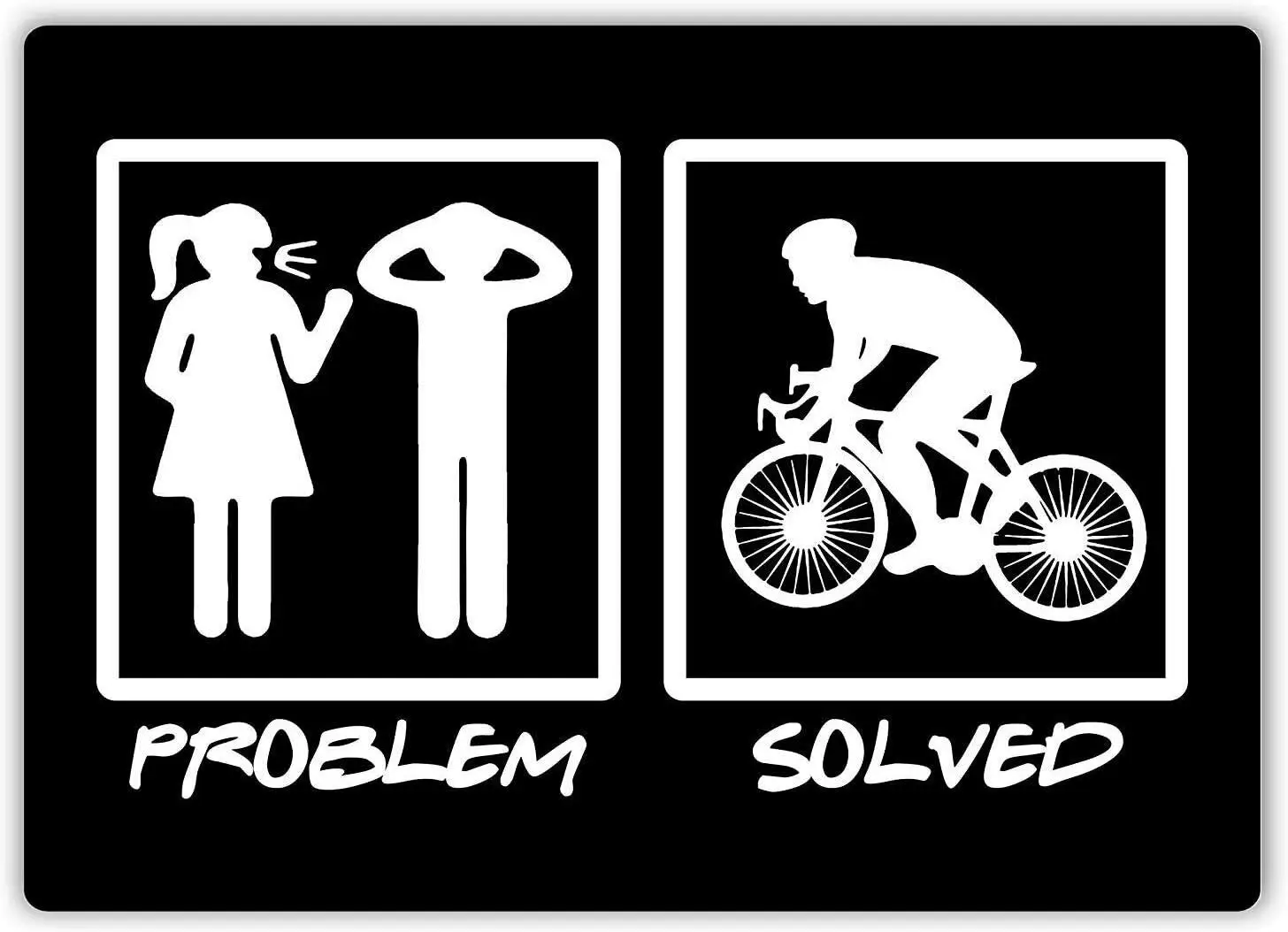 Problem Solved Cycling Metal Tin Sign Wall Plaque Retro Wall Home Bar Pub Vintage Cafe Decor, -Metal Tin Signs, Home Kitchen Wal