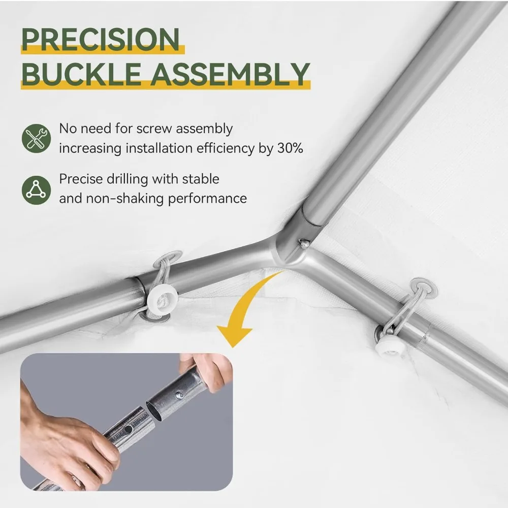 Przenośny namiot magazynowy na zewnątrz z rolowanymi drzwiami i oknem, wodoodporny carport, rama ze stali ocynkowanej, 6x8x7 stóp