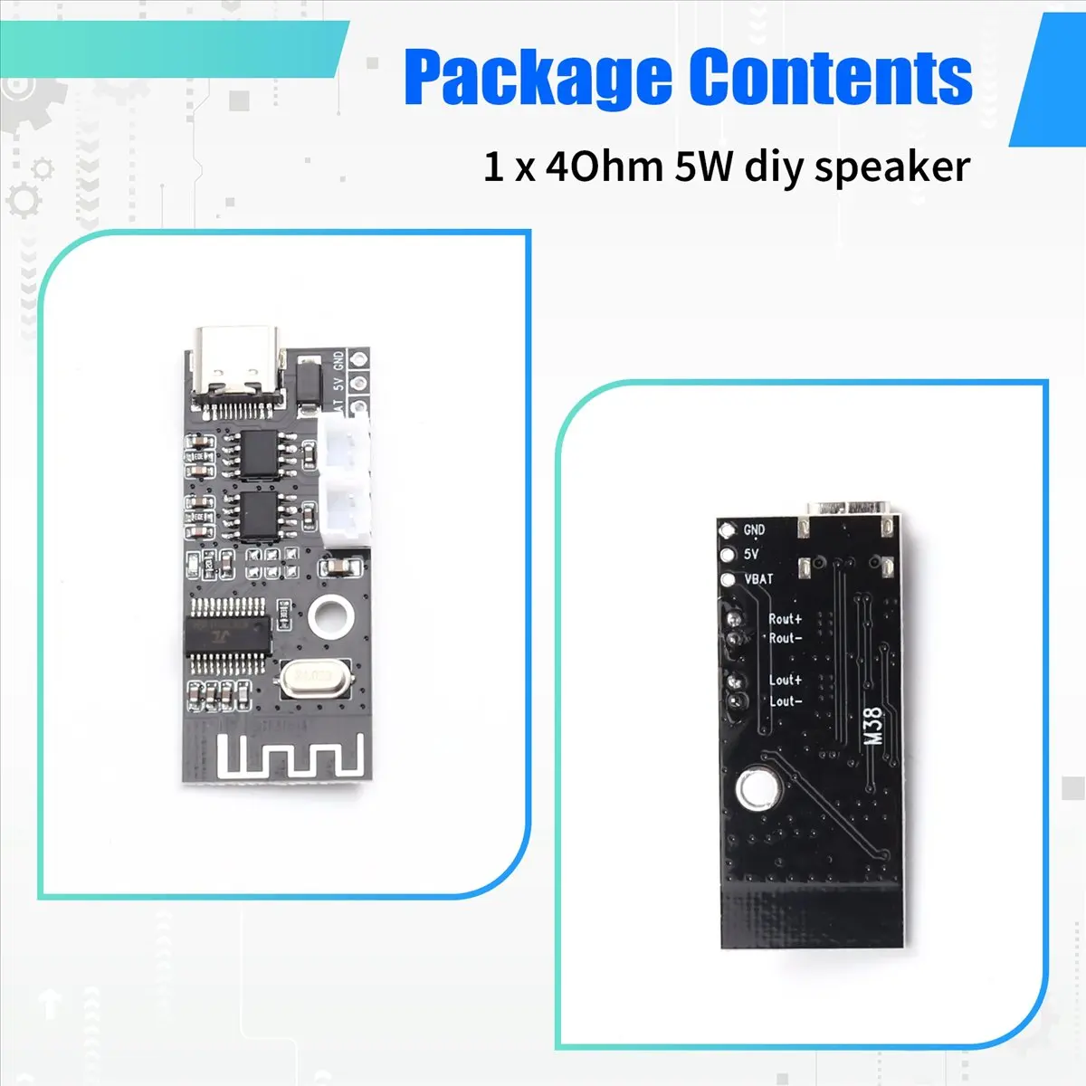 MYdaY- 4Ohm 5W Diy Speaker Bone Conduction Hidden Sound System Vibration Horn Resonance with Bluetooth Amplifier Board