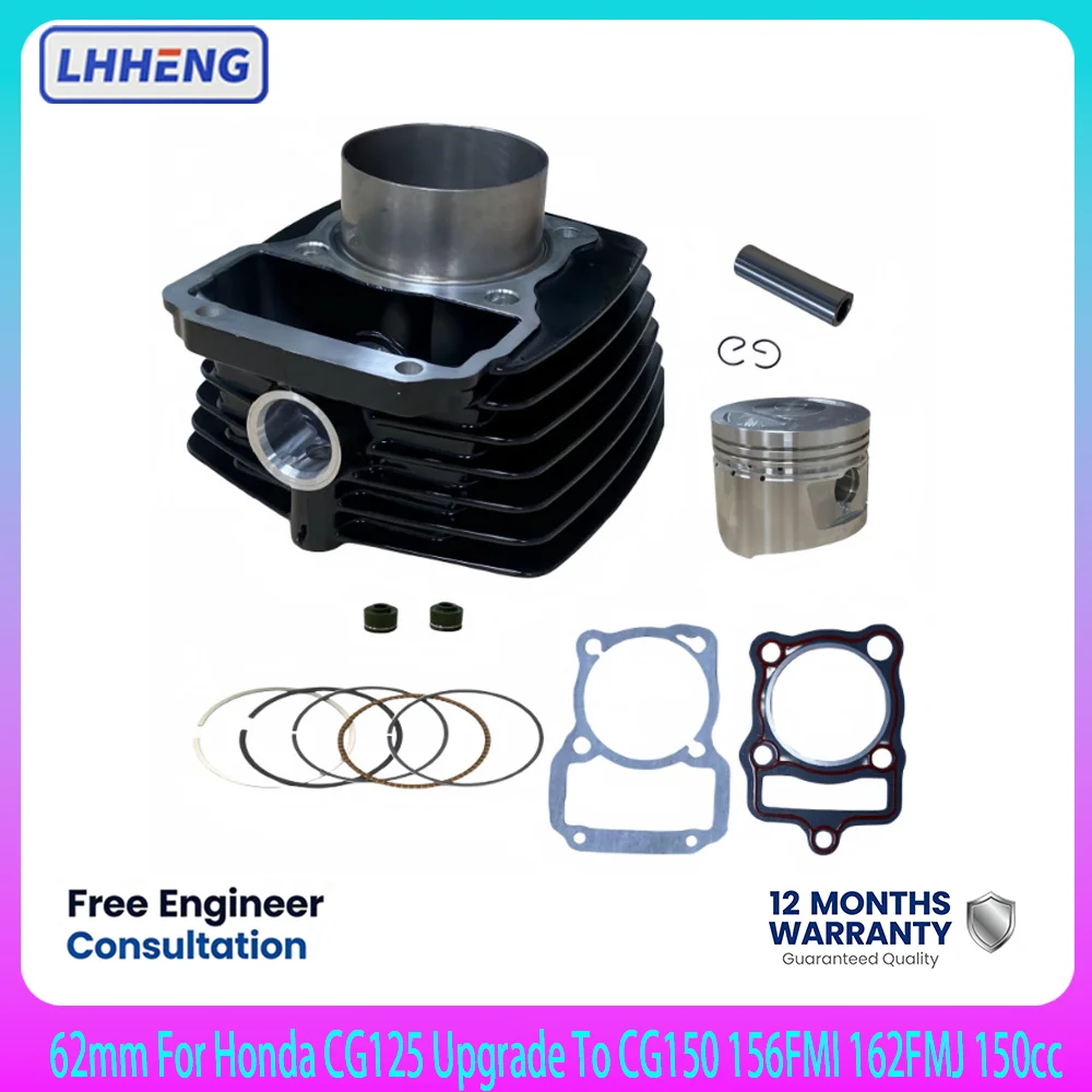 Big Bore Cylinder Kit 62mm For Honda CG125 Upgrade To CG150 156FMI 162FMJ 150cc