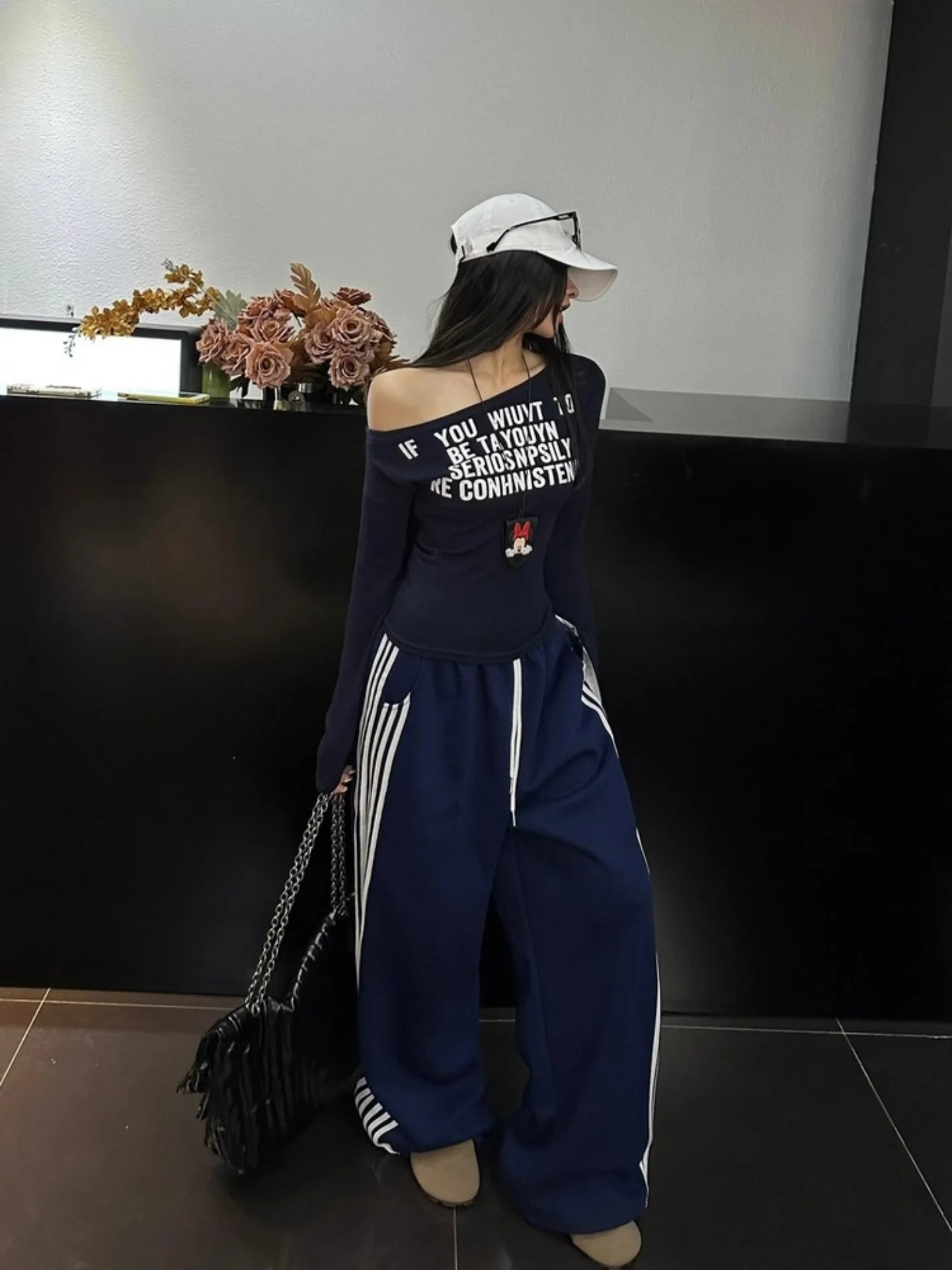 American Hot Girl Sle Long Sve Asymmetrisches Oulder-T-Shirt für Damen, 2025, neuer Frühling und Herbst, Slim-Fit-Basis, irt-Top, Desi...