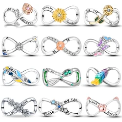 Classic 925 Sterling Silver Butterfly Sunflower Feather Star Moon Eternal Infinity Charms Beads Fit 3mm Bracelet DIY Jewelry