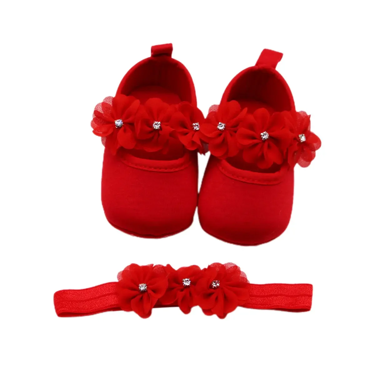 

Baby Baptism Shoe & Headband Set - Soft Sole Mary Jane Flats & Hairband for Infant Girls