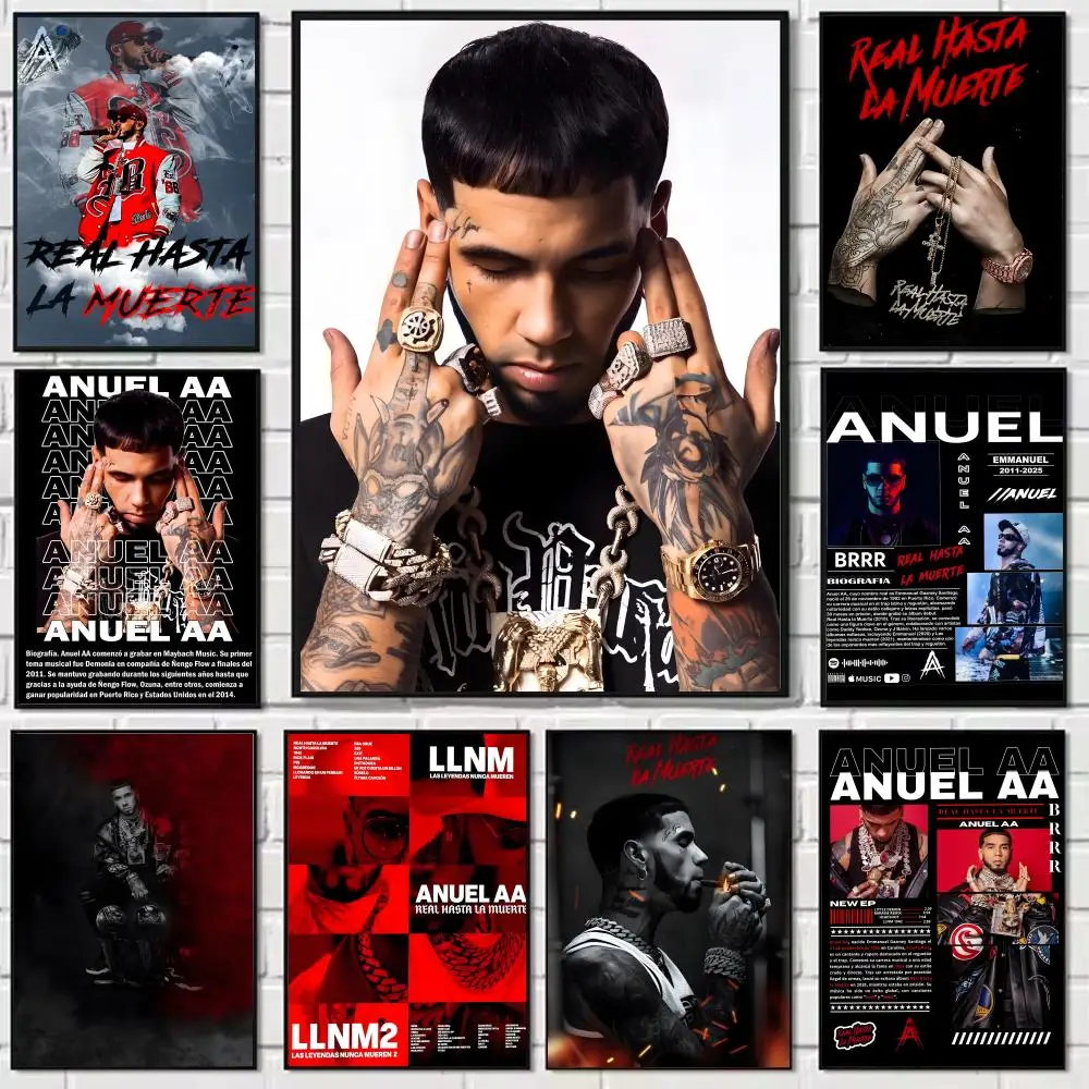 A-Anuel AA Real Hasta La Muerte Poster Modern Waterproof HD Wall Art Decal Self-Adhesive Aesthetic Decor For Home Living Room