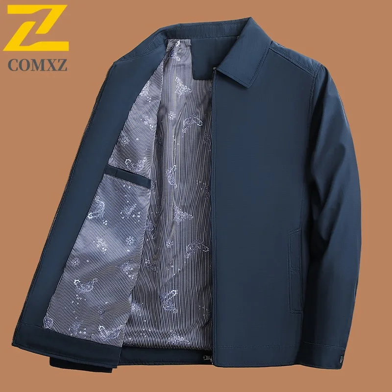 

COMXZ Luxury Men Jacket Premium Stand Collar Business Office Windproof Coat Fashion Stand Collar Wrinkle Durable Autumn New Coat