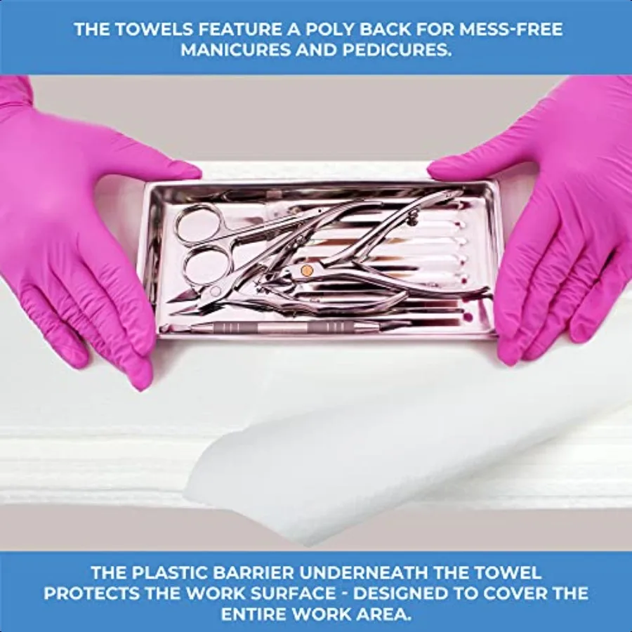 مجموعة ForPro Profional مناشف العناية بالأظافر المميزة للتقليم والباديكير خالية من الوبر مع ظهر بولي 12 × 16 50 عددًا