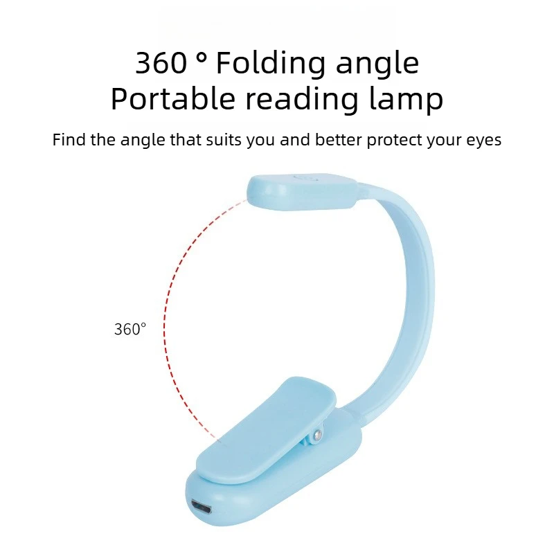 

Clip-On LED Written Lamp USB Rechargeable 3 Brightness Adjustable Portable Reading Light for Travel Bedroom Dormitory Nightlight