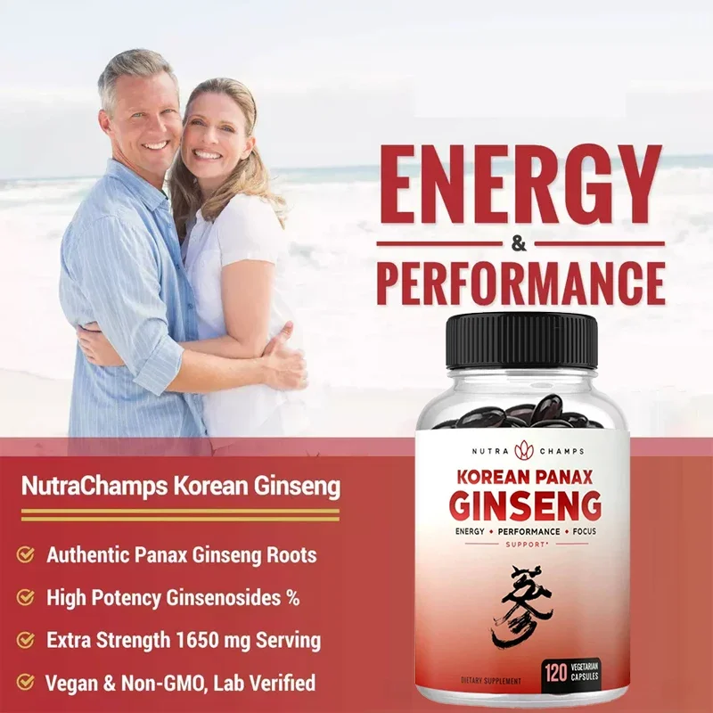 Korean Ginseng Extract - Helps Improve Athletic Performance and Muscle Mass, Boosts Energy Levels and Supports Immune Health