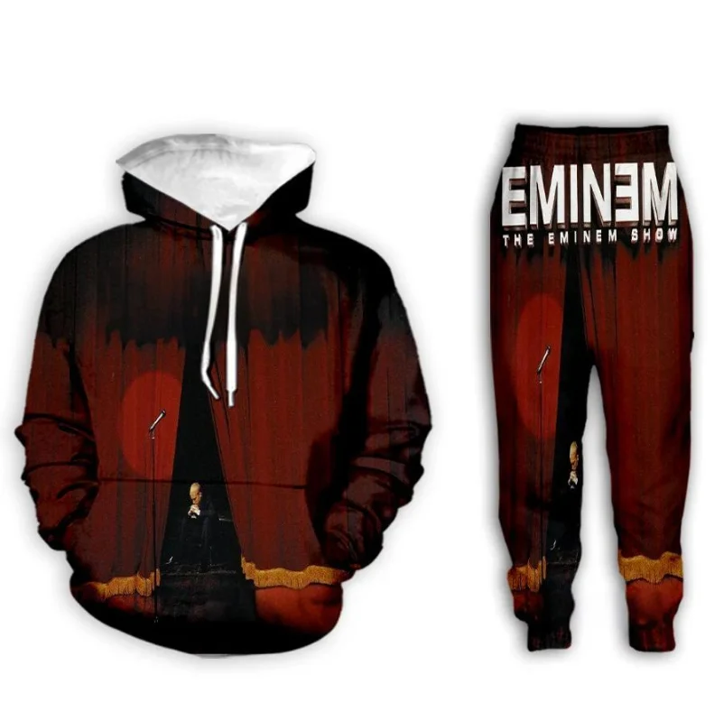 Hot EMINEM 3D Print Men\'s Women\'s Tracksuit Sets Casual Hoodie+Pants 2pcs Sets Oversized Kids Hoodies Two Piece Set