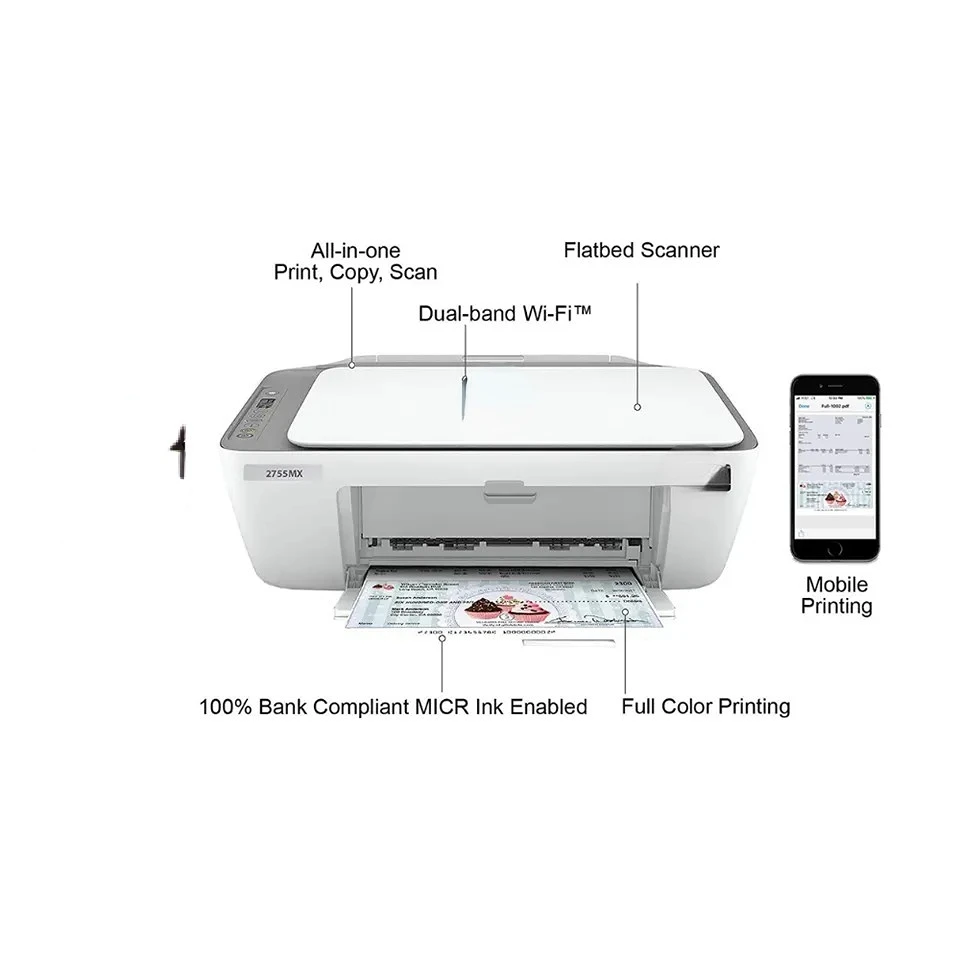 New Product DeskJet 2755 MX MICR Check Printer and Versa Presto  Printing Software Bundle, White