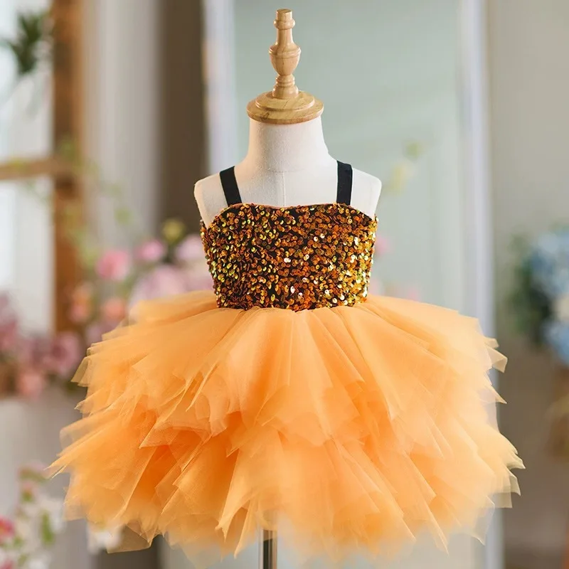 Fairy-like Children's Dress Princess Dress2025New Sleeveless Dress Elegant Model Show Girl Dress