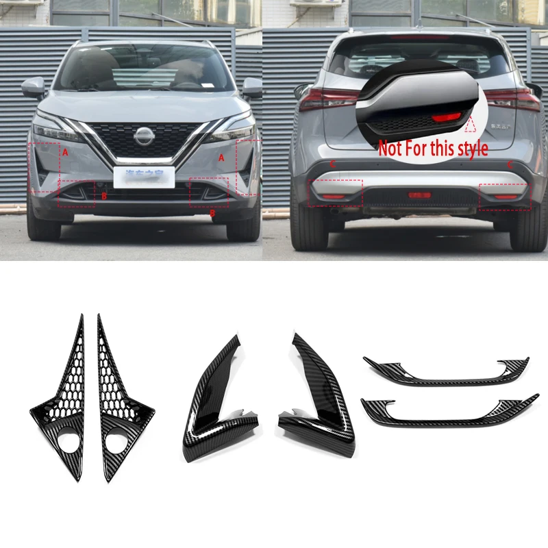 For Nissan Qashqai J12 2022 2023 ABS Chrome Front Rear Foglight Bezel Trims Fog Light Lamp Bumper Protector Cover Accessories