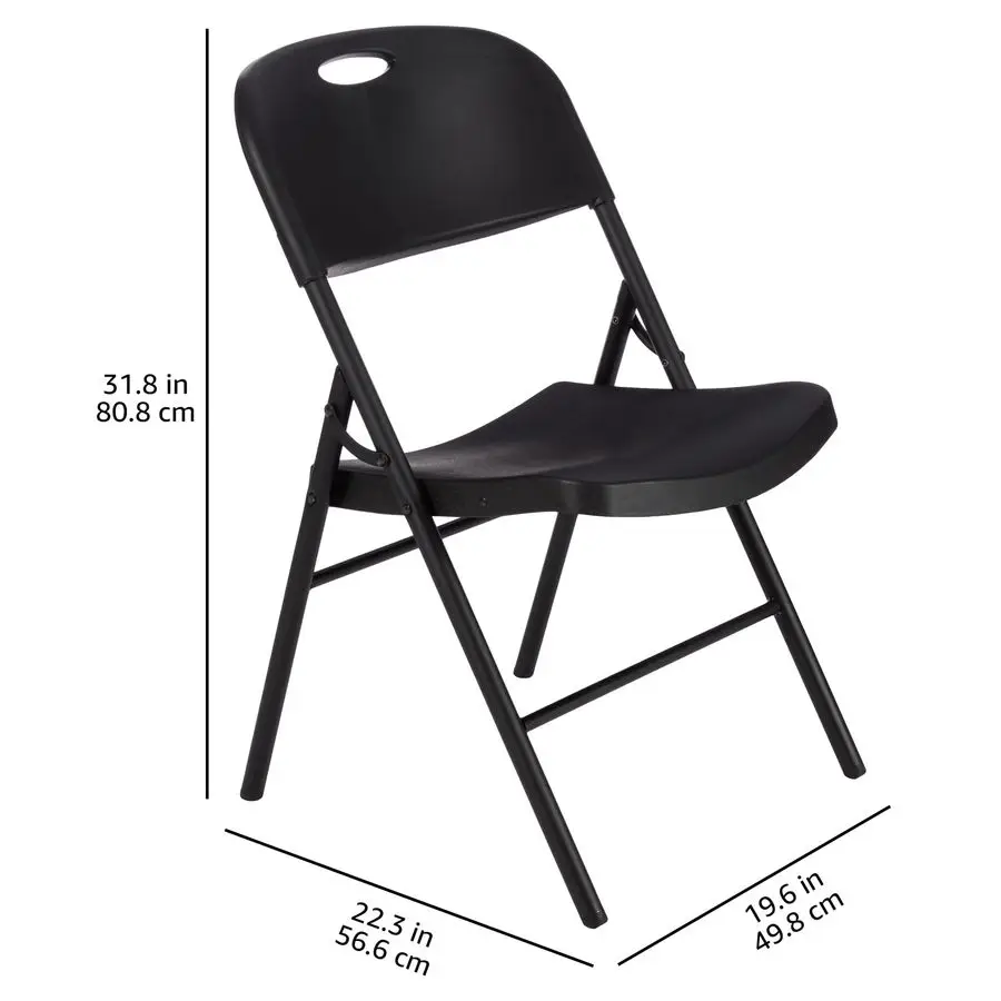 Sturdy Foldable Plastic Chair, Portable, 350Pound Capacity, Black, 6Pack