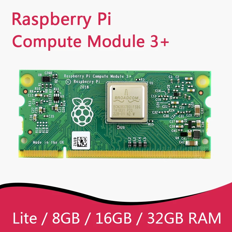 Raspberry Pi Compute Module CM3 + Lite/8Gb/16Gb/32Gb Emmc Flash Memory Broadcom BCM2837B0 1Gb LPDDR2 Sdram