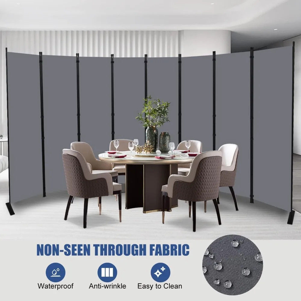 Folding Privacy Screens， 8Panel Wide Room Divider Wall Screen for Room Separtition,  Partition Room Dividers Fabric Panel Wall