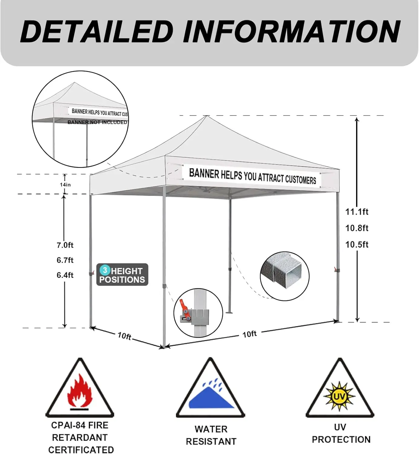 10x10ft Patio Pop Up Canopy Tent for Outdoor Events Commercial Instant Canopies with Heavy Duty Roller Bag,Bonus 4 Canopy Sand