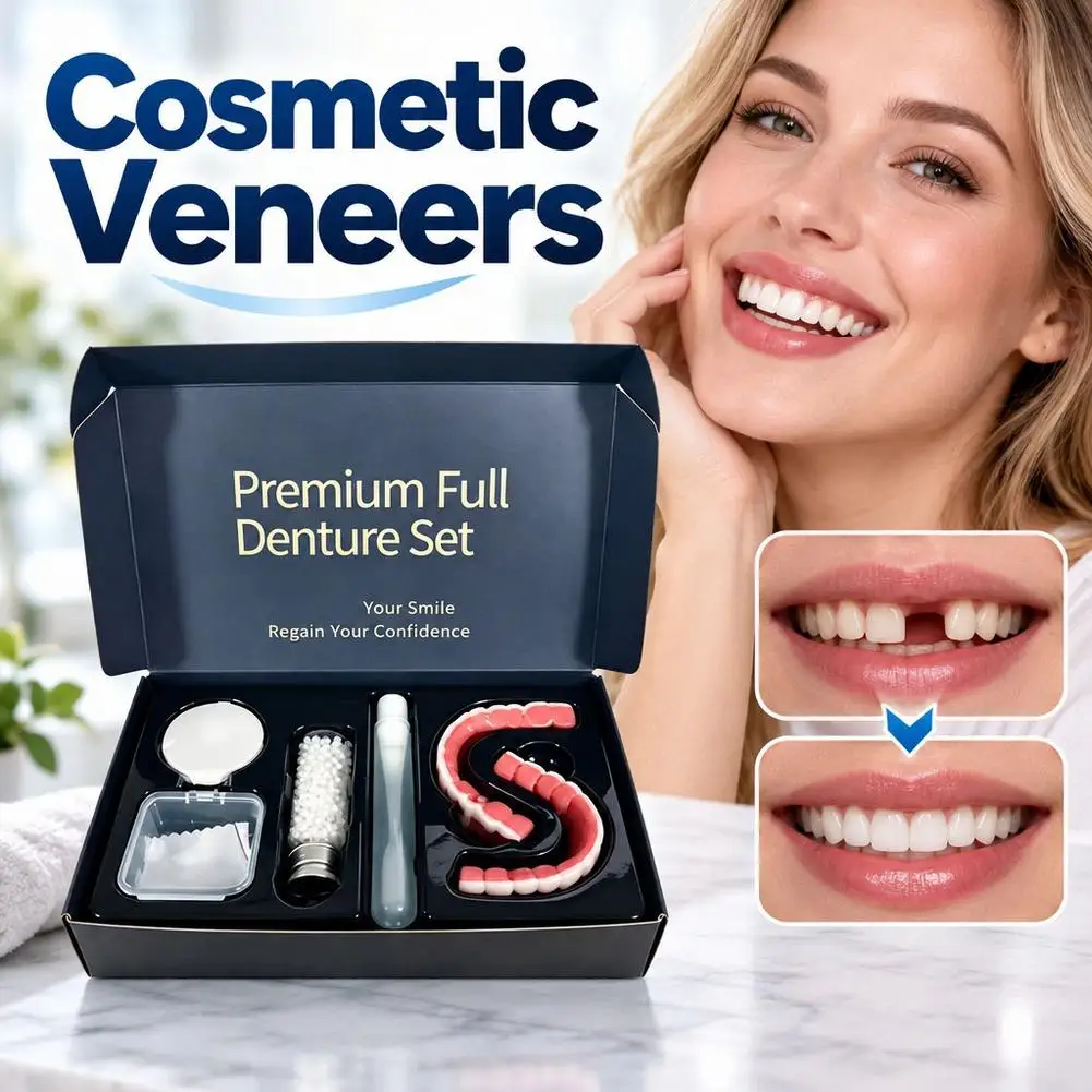 Simulated Temporary Denture Set Full Set Dental Stickers Upper Lower Teeth Stage Props Decorative Fake Teeth for Performance