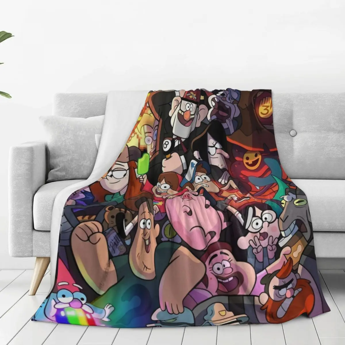 Warm Blanket Decorative Gravity Falls Characters Throw Blanket Flannel Bedspread For Couch Chair Sofa Bed Novelty Sofa Bed Cover