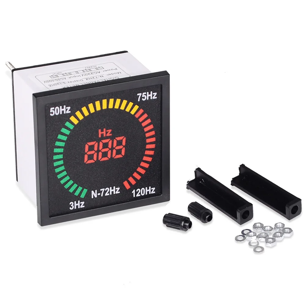 

AC220V 3-120HZ Square Panel Digital Frequency Meter 66mm Hole Size LED Display Electrical Hertz Meter Tester Power Supply