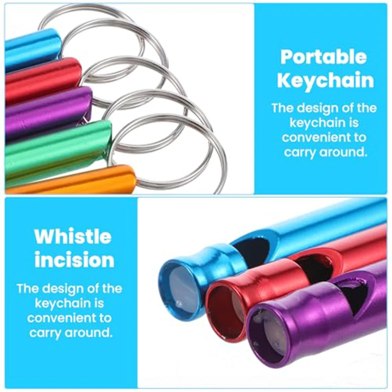 80Pcs Aluminum Emergency Whistles Key Ring,Portable Loud Survival Whistle for Camping Hiking Referee Sports Dog Training